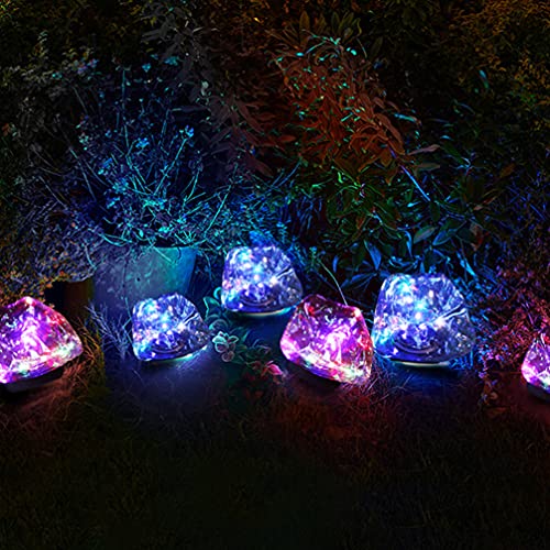 Hemoton LED Patio Lights Solar Lights LED Garden Ground Rock Lamp Outdoor Landscaping Decorative Spotlight for Lawn Patio Backyard Pathway (Purple) Outdoor Garden Lights