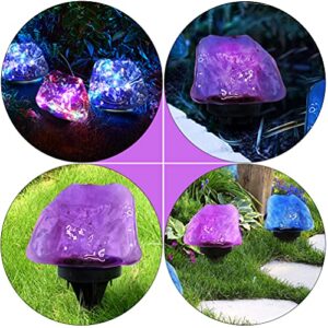 Hemoton LED Patio Lights Solar Lights LED Garden Ground Rock Lamp Outdoor Landscaping Decorative Spotlight for Lawn Patio Backyard Pathway (Purple) Outdoor Garden Lights