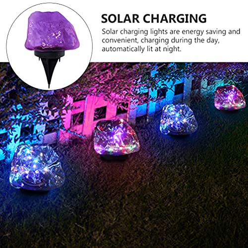 Hemoton LED Patio Lights Solar Lights LED Garden Ground Rock Lamp Outdoor Landscaping Decorative Spotlight for Lawn Patio Backyard Pathway (Purple) Outdoor Garden Lights