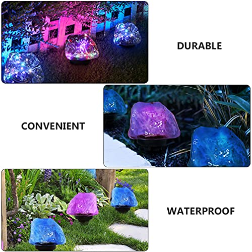 Hemoton LED Patio Lights Solar Lights LED Garden Ground Rock Lamp Outdoor Landscaping Decorative Spotlight for Lawn Patio Backyard Pathway (Purple) Outdoor Garden Lights