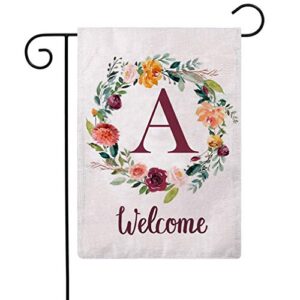 ulove love yourself letter a garden flag with flowers wreath double sided print welcome garden flags outdoor house yard flags 12.5 x 18 inch