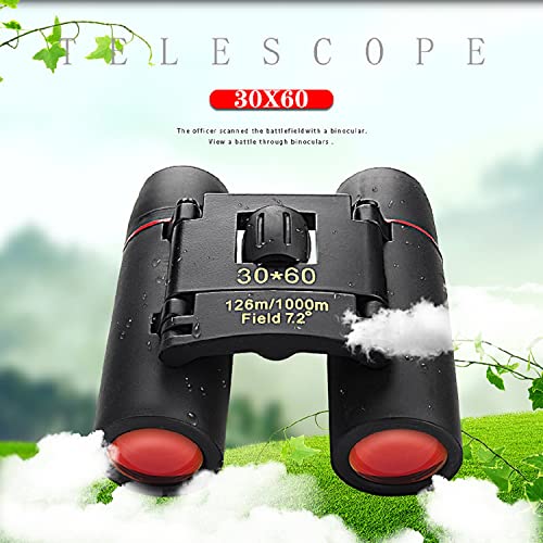 Portable Mini Binoculars,30x60 Zoom Wide View Angle Folding Binoculars Telescope with Low Light Night Vision for Outdoor Bird Watching Camping Hiking Traveling