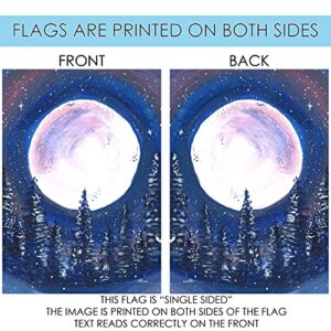 Toland Home Garden 1112527 Full Moon Forest Winter Flag 12x18 Inch Double Sided Winter Garden Flag for Outdoor House Flag Yard Decoration