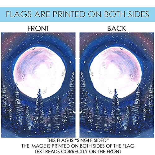 Toland Home Garden 1112527 Full Moon Forest Winter Flag 12x18 Inch Double Sided Winter Garden Flag for Outdoor House Flag Yard Decoration