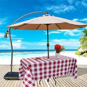 SquarePie Rectangle Outdoor Tablecloth with Zipper and Umbrella Checked Waterproof Spillproof Table Linen Cloth for Camping Picnic Patio Garden,60 X 84 Inch Burgundy Red Plaid