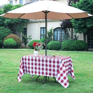 SquarePie Rectangle Outdoor Tablecloth with Zipper and Umbrella Checked Waterproof Spillproof Table Linen Cloth for Camping Picnic Patio Garden,60 X 84 Inch Burgundy Red Plaid