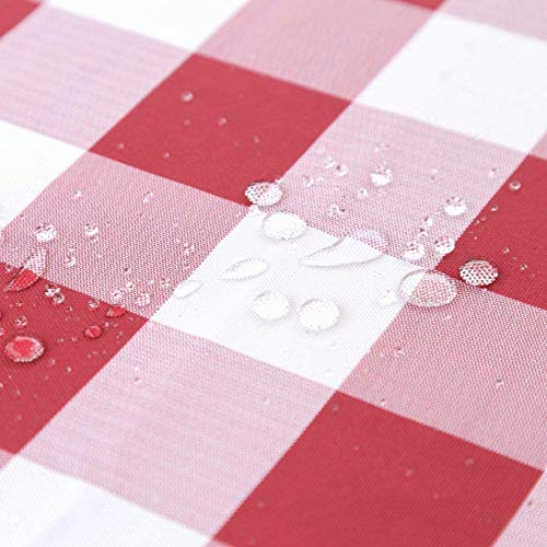 SquarePie Rectangle Outdoor Tablecloth with Zipper and Umbrella Checked Waterproof Spillproof Table Linen Cloth for Camping Picnic Patio Garden,60 X 84 Inch Burgundy Red Plaid