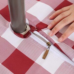 SquarePie Rectangle Outdoor Tablecloth with Zipper and Umbrella Checked Waterproof Spillproof Table Linen Cloth for Camping Picnic Patio Garden,60 X 84 Inch Burgundy Red Plaid