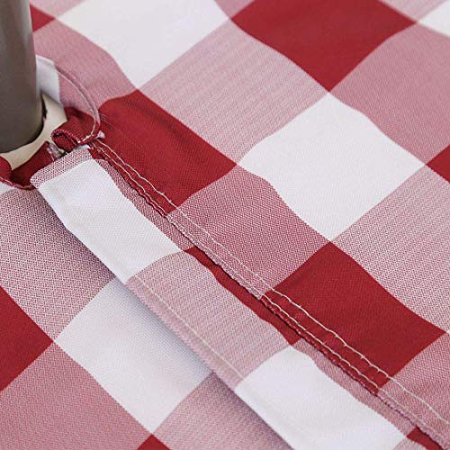 SquarePie Rectangle Outdoor Tablecloth with Zipper and Umbrella Checked Waterproof Spillproof Table Linen Cloth for Camping Picnic Patio Garden,60 X 84 Inch Burgundy Red Plaid