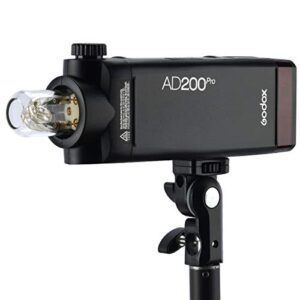 Godox AD200Pro Godox AD200 PRO Outdoor Speedlite,200ws TTL HSS 1/8000s 2.4G Pocket Flash Strobe Monolight with 2900mAh Lithium Battery,0.01-1.8s Recycling, 500 Full Power Flashes,Bare Bulb Flash Head