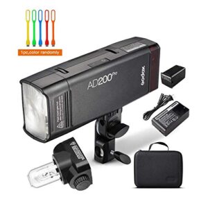 Godox AD200Pro Godox AD200 PRO Outdoor Speedlite,200ws TTL HSS 1/8000s 2.4G Pocket Flash Strobe Monolight with 2900mAh Lithium Battery,0.01-1.8s Recycling, 500 Full Power Flashes,Bare Bulb Flash Head