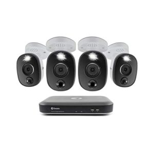 swann home security camera system with 2tb hdd, 8 channel 4 cam, 4k ultra hd dvr, indoor/outdoor wired surveillance cctv, color night vision, heat/motion warning light, alexa + google, swdvk-855804wl