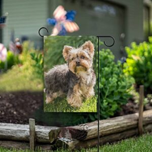 Hokkien Little Yorkshire Terrier Dog Garden Flag Double Sided 12 x 18 Inch, Yard Flags, Decorative Small Garden Flags, Outdoor Lawn and Garden Décor