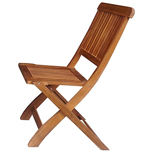 BTEXPERT Living Balcony Desk 4 Piece Patio Bistro Acacia Wood Folding Garden, Set of 4 Chairs