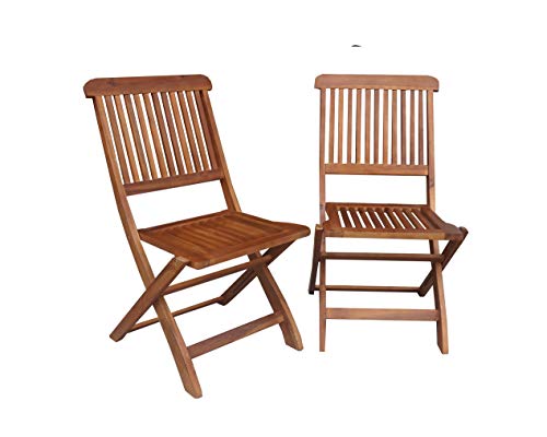 BTEXPERT Living Balcony Desk 4 Piece Patio Bistro Acacia Wood Folding Garden, Set of 4 Chairs