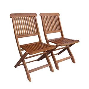 BTEXPERT Living Balcony Desk 4 Piece Patio Bistro Acacia Wood Folding Garden, Set of 4 Chairs