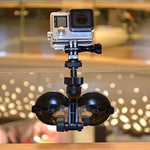 Smatree Double Suction Cup Mount, Car Mount Compatible for Gopro Hero 11/10/9/8/7/Max/6/5/4/3+/3, AKASO, DJI OSMO Action Camera, Greater Suction Power（Updated Version）