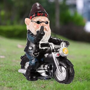 funny gnome garden gnome statue decoration creative garden statue decoration, large resin garden gnome ornament novelty gift for indoor patio lawn porch decoration dimensions (motorcycle gnome)