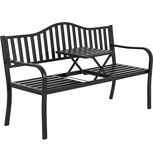 Metal Garden Bench Park Bench Bench Chair Outdoor Benches Clearance Patio Bench Yard Bench Porch Work Entryway Steel Frame Furniture