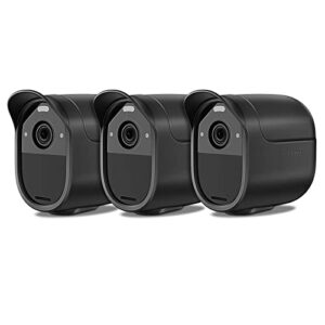 casebot silicone skins compatible with arlo essential spotlight camera, durable and weatherproof protective silicone case cover (black, 3 packs)