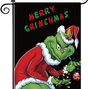 WLWLG Merry Grinchmas Garden Flag for Christmas Indoor & Outdoor Decoration 12''x17'' Double-Sided Vertical Burlap Garden Flag i, GF003