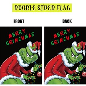 WLWLG Merry Grinchmas Garden Flag for Christmas Indoor & Outdoor Decoration 12''x17'' Double-Sided Vertical Burlap Garden Flag i, GF003