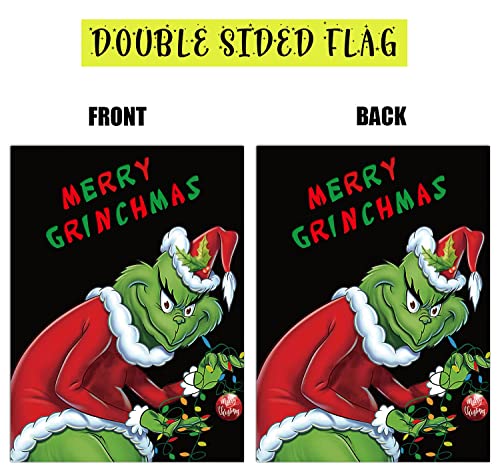 WLWLG Merry Grinchmas Garden Flag for Christmas Indoor & Outdoor Decoration 12''x17'' Double-Sided Vertical Burlap Garden Flag i, GF003