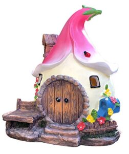solar fairy cute garden house , outdoor gnome house figurine with solar lights, little garden cottage figurines