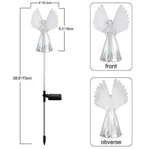 2 Pack Outdoor Solar Angel Statues for Christmas Garden Cemetery Decorative Light, Stakes Multi-Color Changing LED Waterproof Lawn Decor for Patio Cemetery Grave Gravesites, Memorial Gift