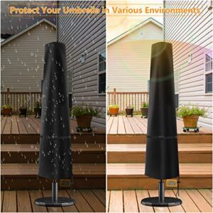 Umbrella Cover Oxford Fabric Waterproof, Patio Parasol Covers with Zipper for 7ft to 11ft Outdoor Garden Market Umbrellas Windproof Anti-UV Protective Cover (Black)