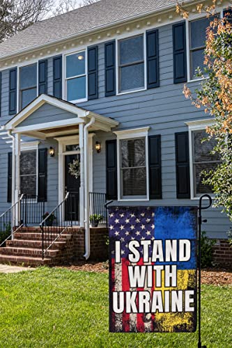 Ukraine Garden Flag , I Stand WIth Ukraine USA American Flag