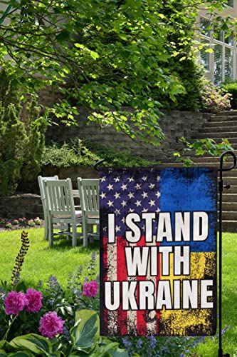 Ukraine Garden Flag , I Stand WIth Ukraine USA American Flag