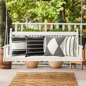 OTOSTAR Pack of 4 Outdoor Pillow Covers 18x18 Inch Waterproof Modern Geometry Decorative Throw Pillow Cases Square Cushion Cases Garden Pillows Shell for Couch Patio Furniture Tent Balcony (Black)