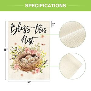 AVOIN colorlife Bless This Nest Garden Flag 12x18 Inch Double Sided Outside, Easter Holiday Yard Outdoor Decoration