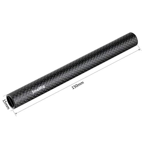 SmallRig 15mm Carbon Fiber Rod for 15mm Rod Support System (Non-Thread), 6 inches Long, Pack of 2-1872