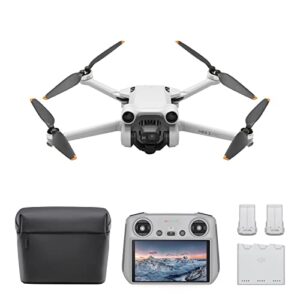 dji mini 3 pro (dji rc) & fly more kit plus – lightweight and foldable camera drone with 4k/60fps video, 47-min flight time, tri-directional obstacle sensing, ideal for aerial photography