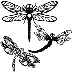moxweyeni 3 pieces metal dragonfly wall decor outdoor dragonfly garden art metal indoor outdoor fence outside hanging decorations for home, living room, bedroom, yard, patio, porch