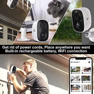 Security Camera Outdoor, Wireless Rechargeable Battery Powered 1080P HD WiFi IP Home Surveillance Cameras, Indoor Smart Cam w/ Night Vision/PIR Motion Detection Sensor/Siren Alarm/SD Slot/2-Way Audio