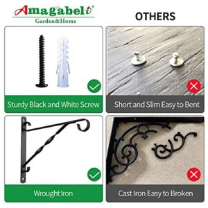 Amagabeli 2 Pack Hanging Plants Bracket 10 inch Planter Hook Hanger for Outdoor Flower Baskets Pot Bird Feeder Wind Chime Lanterns Patio Garden for Indoor Wall Fence Screw Mount Arm Black BG1571