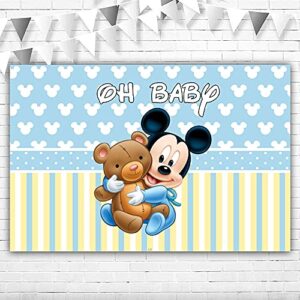 Oh Baby Infant Mickey Mouse Baby Shower Backdrop for Boy 5x3 Teddy Bear Mickey Mouse Happy Birthday Background for Boy 1 Year Old