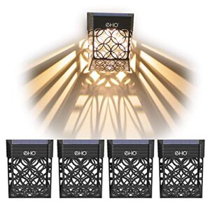 eho solar deck lights, solar fence lights outdoor waterproof led garden decorative lighting for post, patio, front door, step, stair, pool and yard, warm white, 4 pack