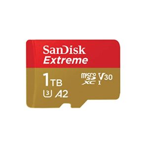 sandisk 1tb extreme microsdxc uhs-i memory card with adapter – up to 190mb/s, c10, u3, v30, 4k, 5k, a2, micro sd card- sdsqxav-1t00-gn6ma