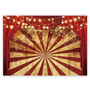 funnytree golden glitter red curtain photography backdrop circus carnival sparkle stripes background baby shower birthday party potrait cake table decoration banner photo booth props halloween 7x5ft