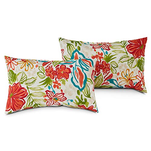 Greendale Home Fashions Outdoor Rectangle Throw Pillow (Set of 2), Garden Floral