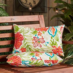 Greendale Home Fashions Outdoor Rectangle Throw Pillow (Set of 2), Garden Floral