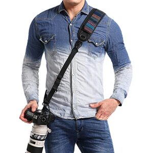 waka camera neck strap with quick release and safety tether, adjustable camera shoulder sling strap for nikon canon sony olympus dslr camera – retro