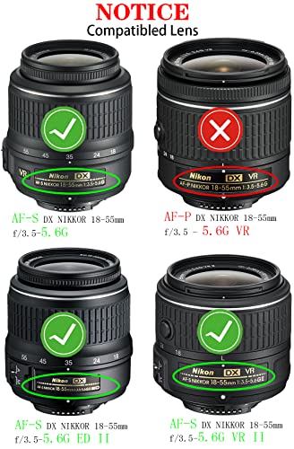 52mm Lens Cap Compatible for Nikon AF-S(Not AF-P) DX 18-55mm f3.5-5.6G ED/VR/VR II,AF(Not AF-S) Nikkor 50mm f/1.8D,AF(Not AF-S) 50mm f/1.4D[2 Pack]