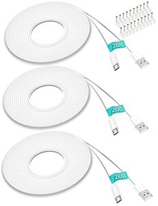 siocen 3 pack 26ft micro usb cable power extension cord for wyze cam,wyzecam pan,yi cam,yi dome home camera,kasa cam,oculus go,furbo dog,nest cam,blink,long charging wire for security cameras