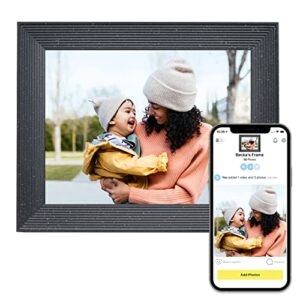 aura mason luxe 2k smart digital picture frame 9.7 inch wifi cloud digital photo frame, free unlimited storage, send photos from anywhere – pebble