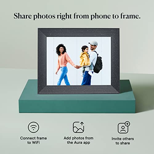 Aura Mason Luxe 2K Smart Digital Picture Frame 9.7 Inch WiFi Cloud Digital Photo Frame, Free Unlimited Storage, Send Photos from Anywhere - Pebble